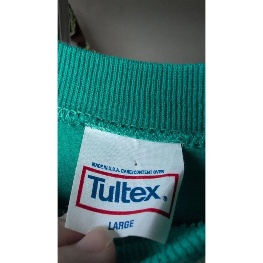 Vintage Crewneck Sweatshirt Handmade Floral Applique Embroidery Large Grannycore